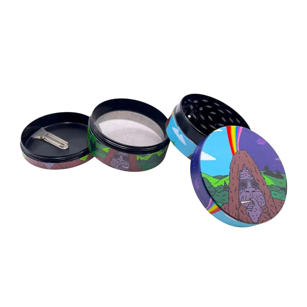 Sassy Sasquatch Metal Grinder& Metal Rolling Tray 6-10 days FREE POSTAGE