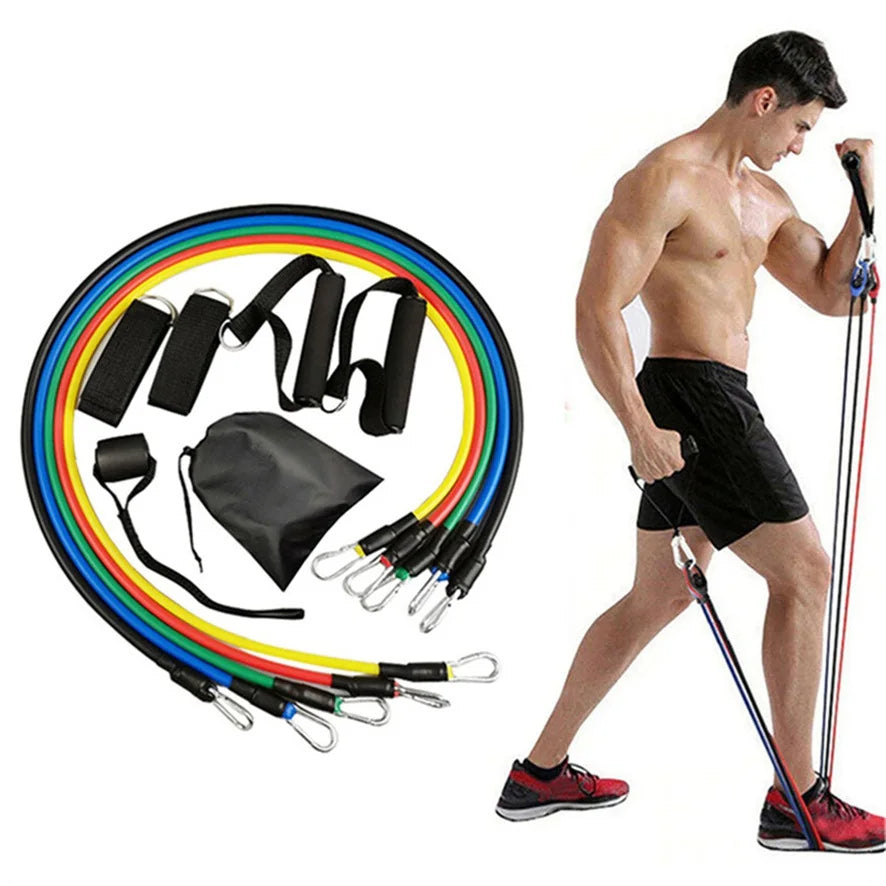 11Pcs Fitness Resistance Bands Set Latex Exercise Expander Kit for Training, Yoga, Pilates, Home Gym Workout Elastic Bands with