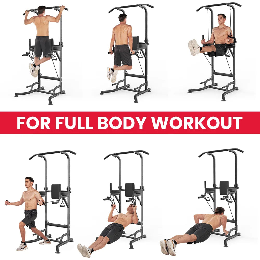 Power Tower Dip Station Pull Up Bar Adjustable Multi-Function Power Tower Abdominal Exercise for Home Fitness Workout Equipment