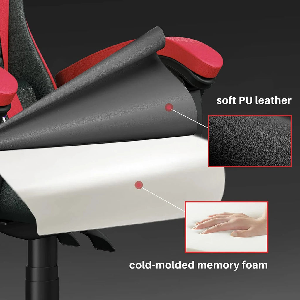 Gaming Chair Office Chair Desk Chair Swivel Heavy Duty Chair Ergonomic Design with Cushion and Reclining Back Support