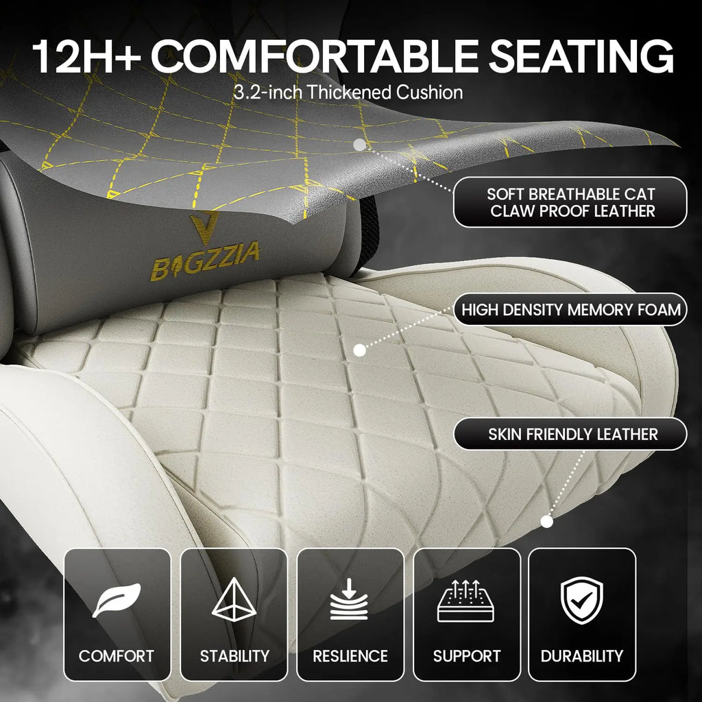 RGB Gaming Chair LED Lights and Ergonomic Computer Chair Reclining PU Leather High Back Video Game Chair with Footrest