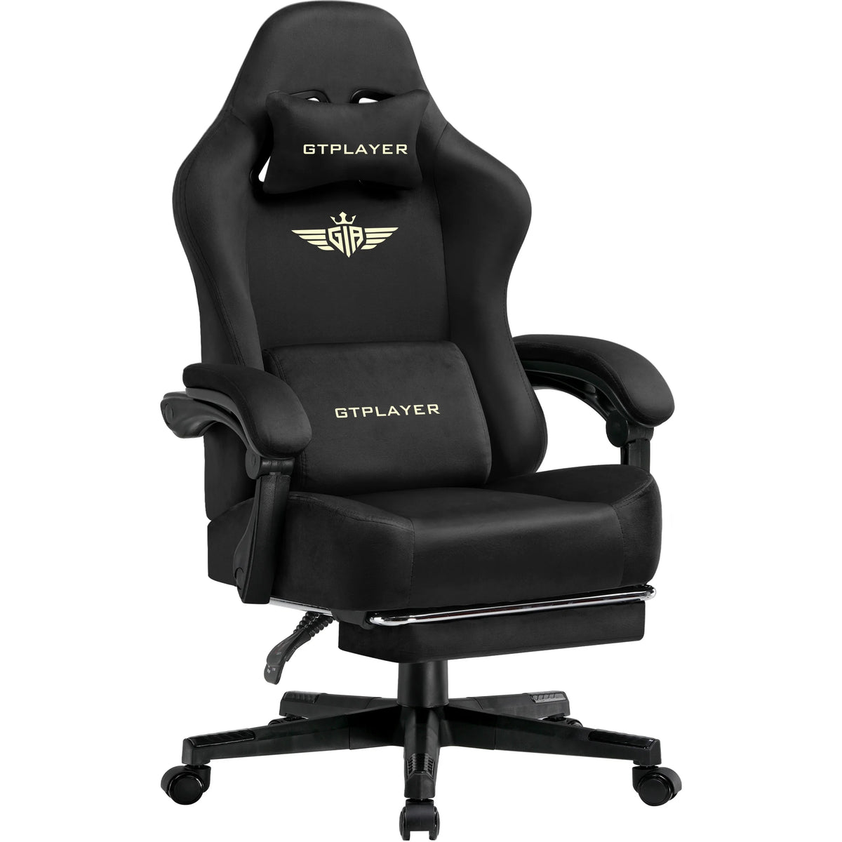 GTPLAYER Fabric Gaming Chair, Ergonomic Computer Chair with Footrest and Lumbar Support Height Adjustable Home Office Chair