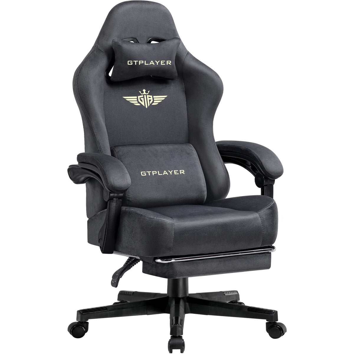 GTPLAYER Fabric Gaming Chair, Ergonomic Computer Chair with Footrest and Lumbar Support Height Adjustable Home Office Chair