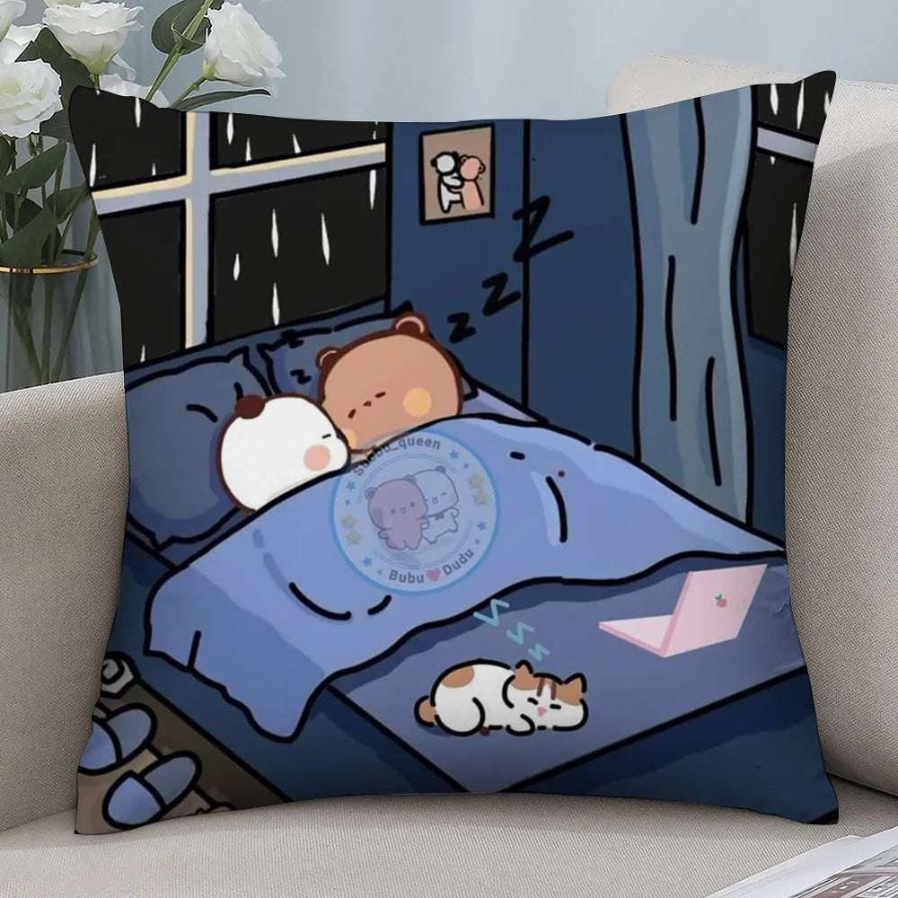 BUBU DUDU Pillow Case Short Plush Sofa Decorative Gift Home Double-sided Printing Cushion