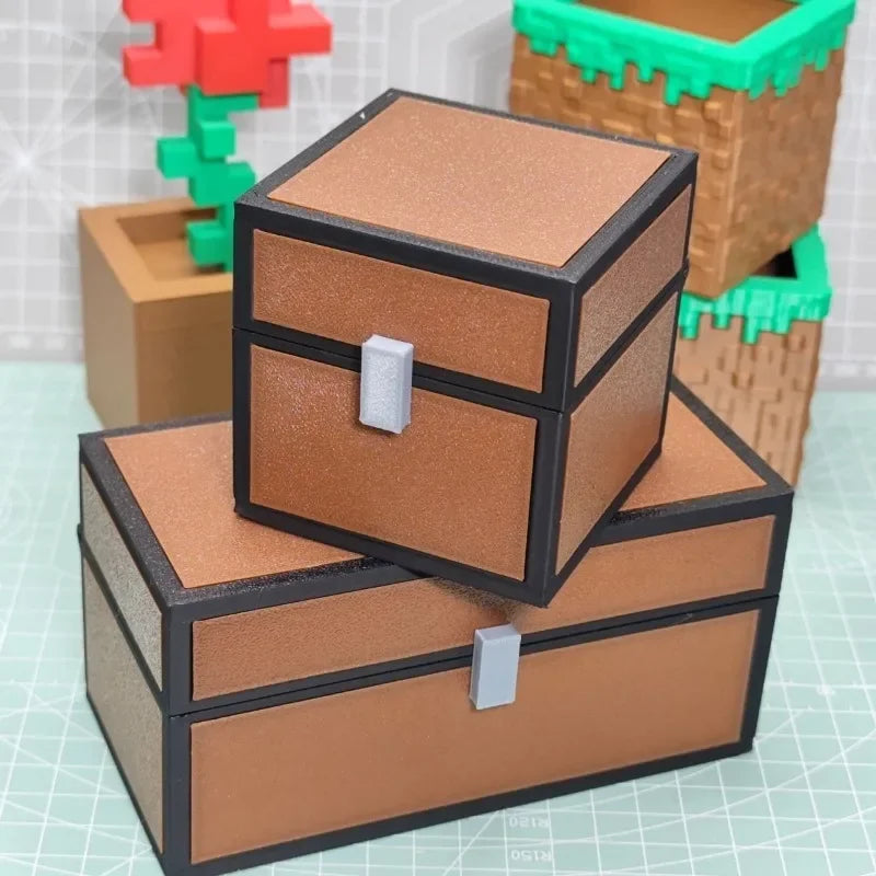 MineCraft Chest Desktop Storage Box Creative Decoration Desk Ornament Toy Box