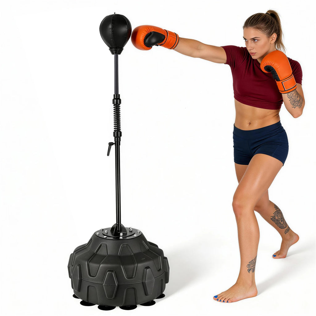 Punching Bag with Stand Height Adjustable 144.7-184.9 cm Kickboxing Training Speed Ball Reflex Boxing Equipment for Adults Kids Teens Home Gym Fitness Workout Muay Thai Martial Arts Standing Punch Bag Set
