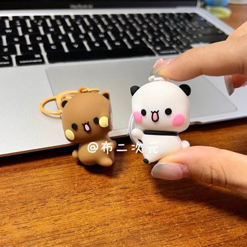 Bubu Dudu Magnetic Hug Keychain Cute Cartoon Panda Ornament Keychain Couples