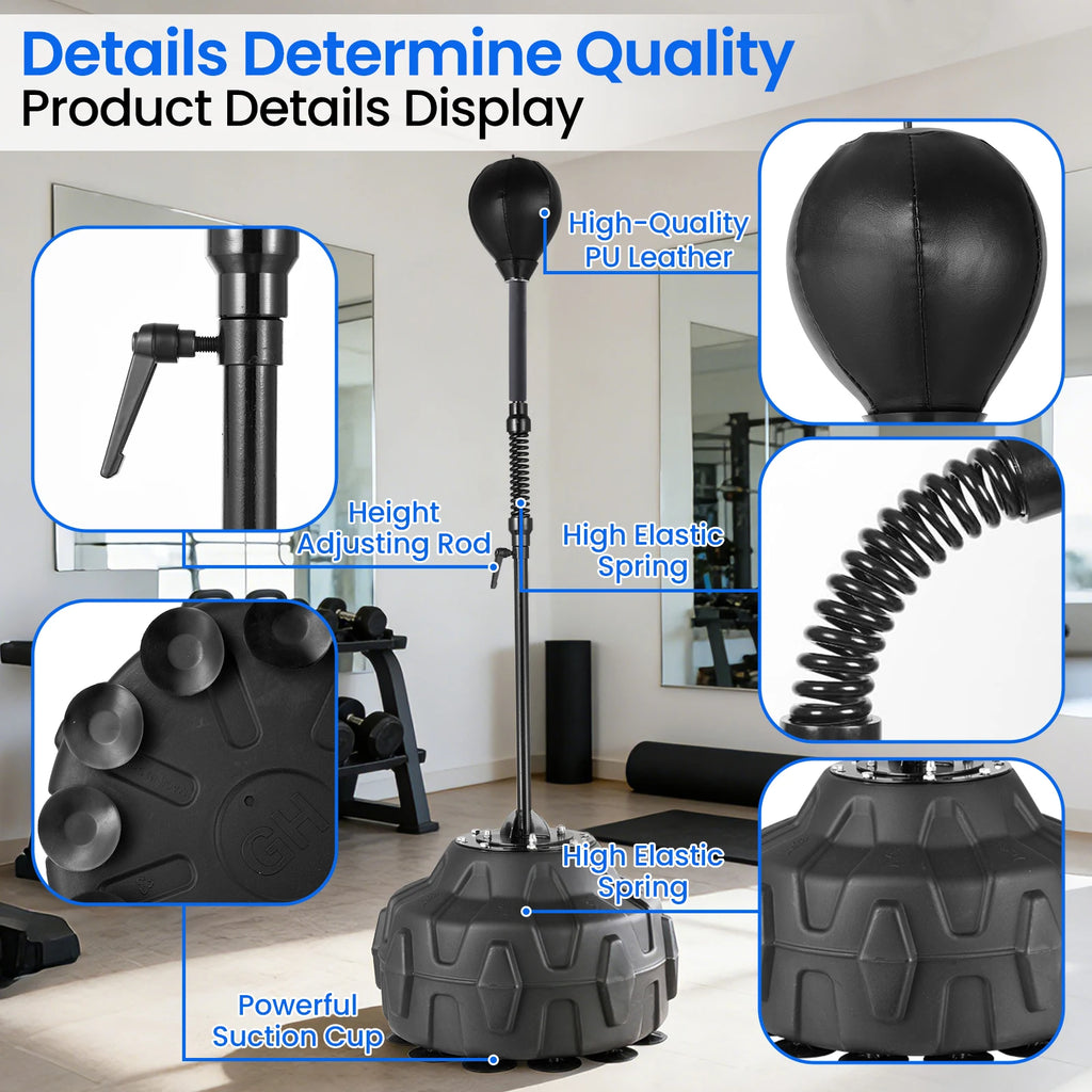 Punching Bag with Stand Height Adjustable 144.7-184.9 cm Kickboxing Training Speed Ball Reflex Boxing Equipment for Adults Kids Teens Home Gym Fitness Workout Muay Thai Martial Arts Standing Punch Bag Set