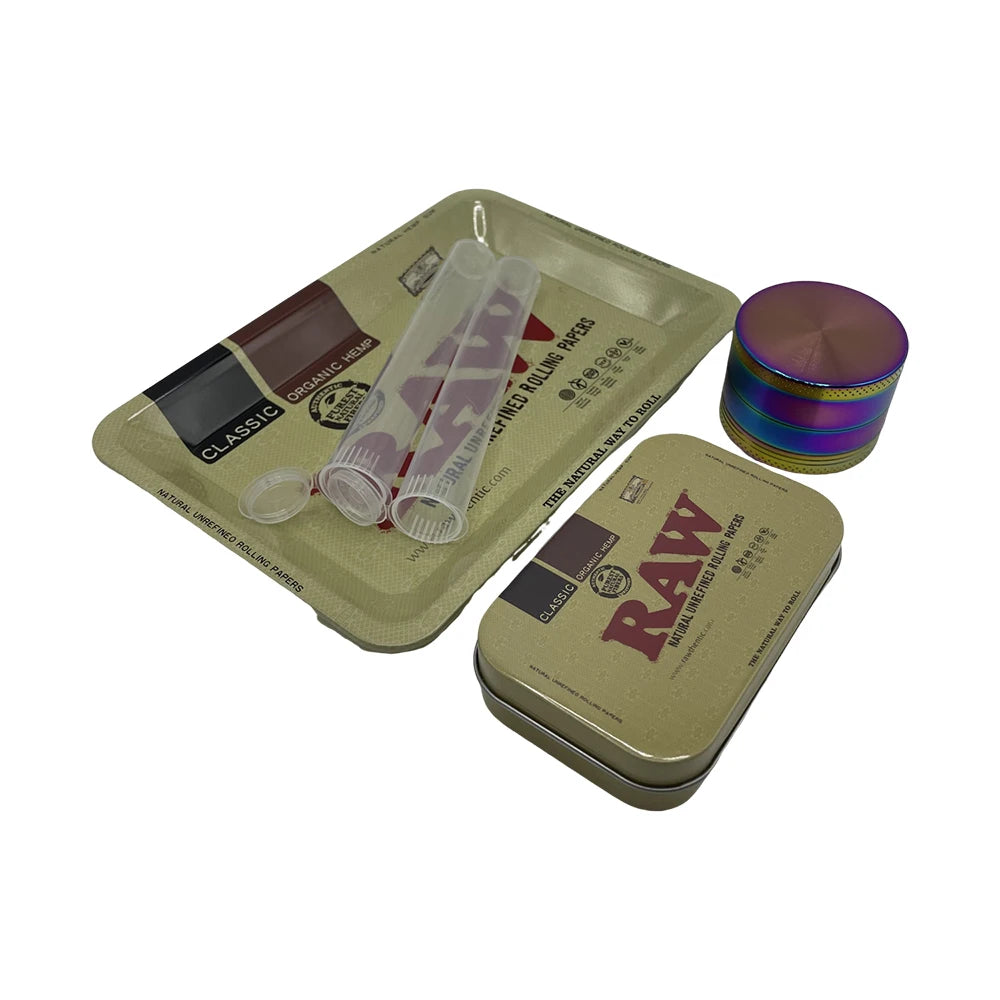 5Pcs/set 116mm Tobacco Storage Tube Metal Rolling Tray  Grinder  Smoking Kit