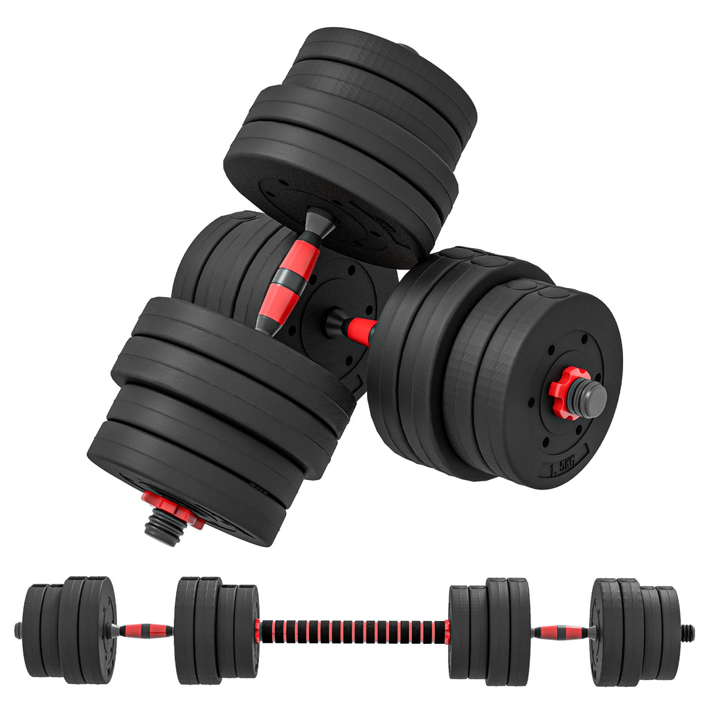 HOMCOM 30kg 2 IN 1 Adjustable Dumbbells Weight Set, With Barbell 2-6 Day Postage