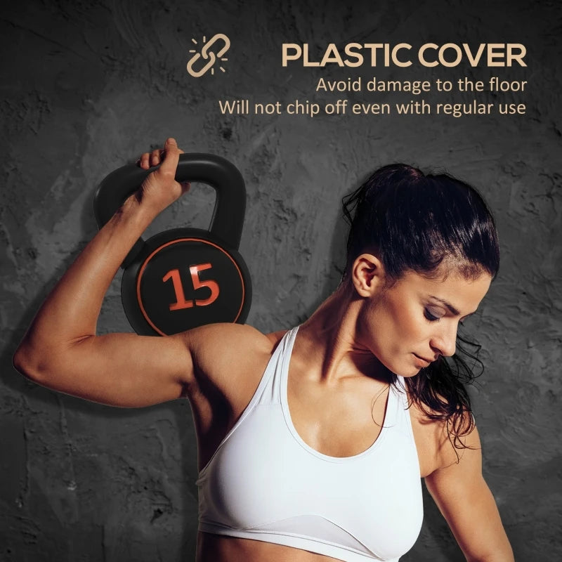 PINGGO Three-Piece Kettlebell Set, Used for hand strength training，Handle with plastic protective cover to prevent detachment