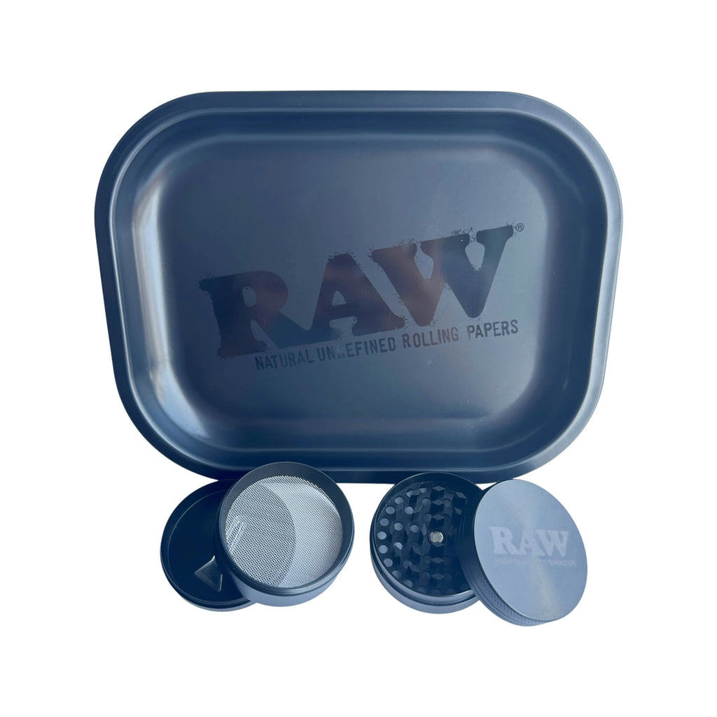 RAW Metal Rolling Tray and Herb Grinder 2 Pieces Combo Free Fast Postage 6-11 days