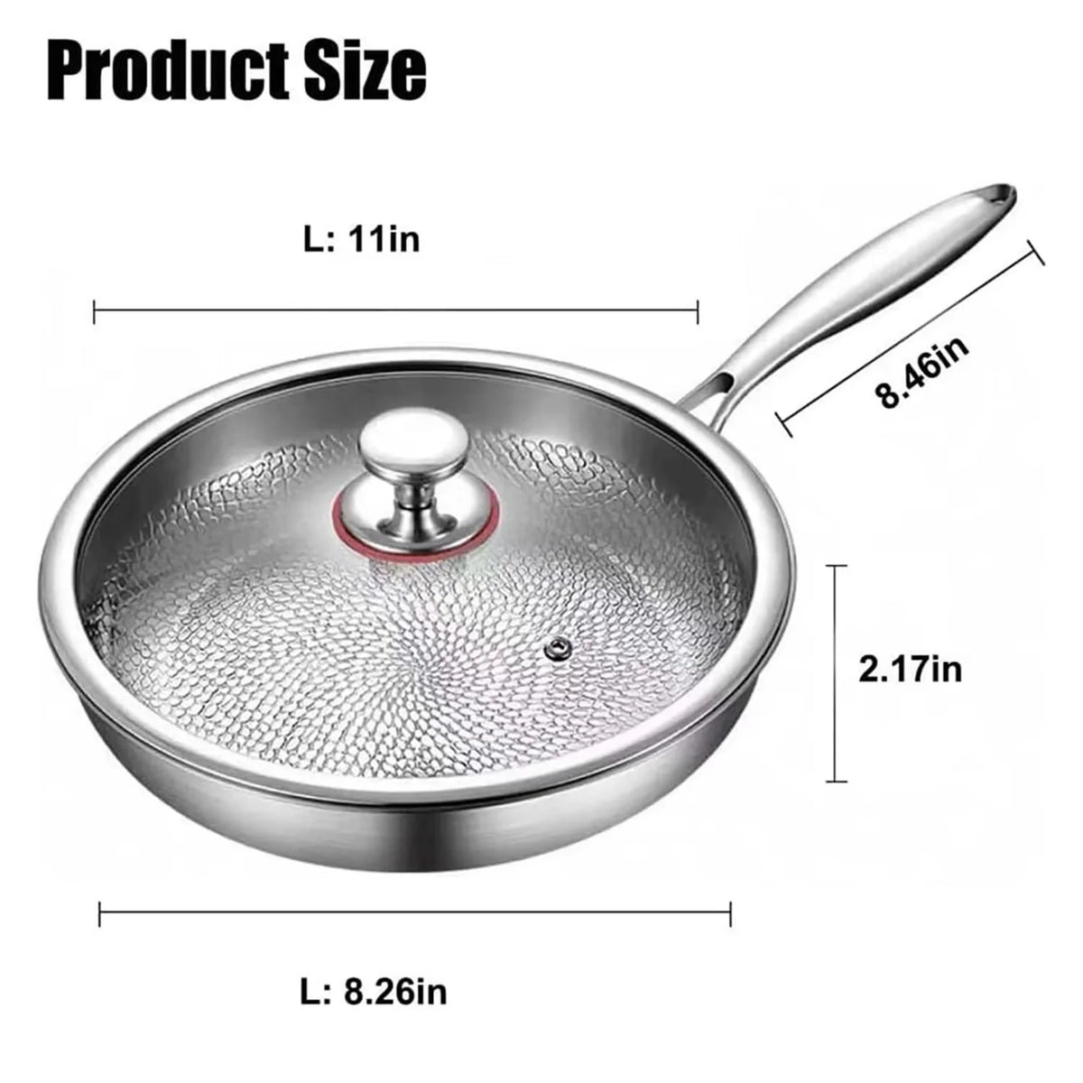 Titanium Non-stick Frying Pan with Lid Scratch-proof Three-layer Hammered Design Quick Uniform Warming Healthy Cooking For All Stove Types