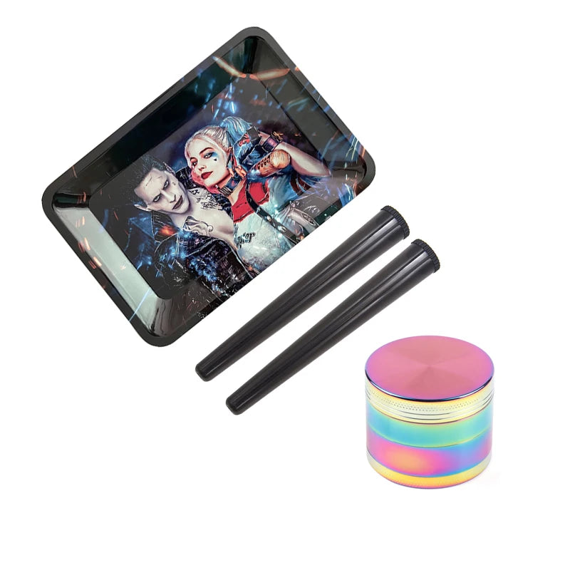 Zinc Alloy 40mm Herb Grinder 4-layer with Plastic Tube King Size Rolling Tray