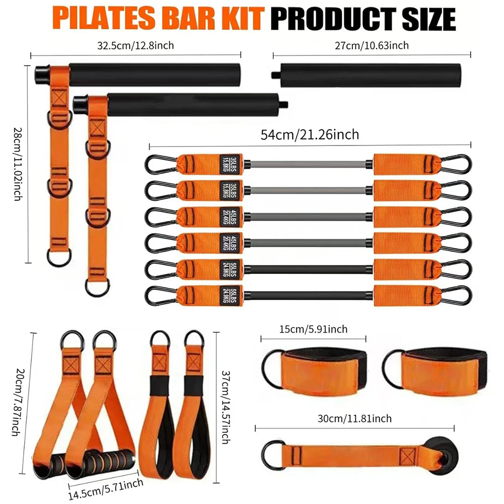 Multifunctional Pilates Bar with Resistance Bands Portable Yoga Pilates Stick Beginner Workout Equipment Yoga Set for Full Body