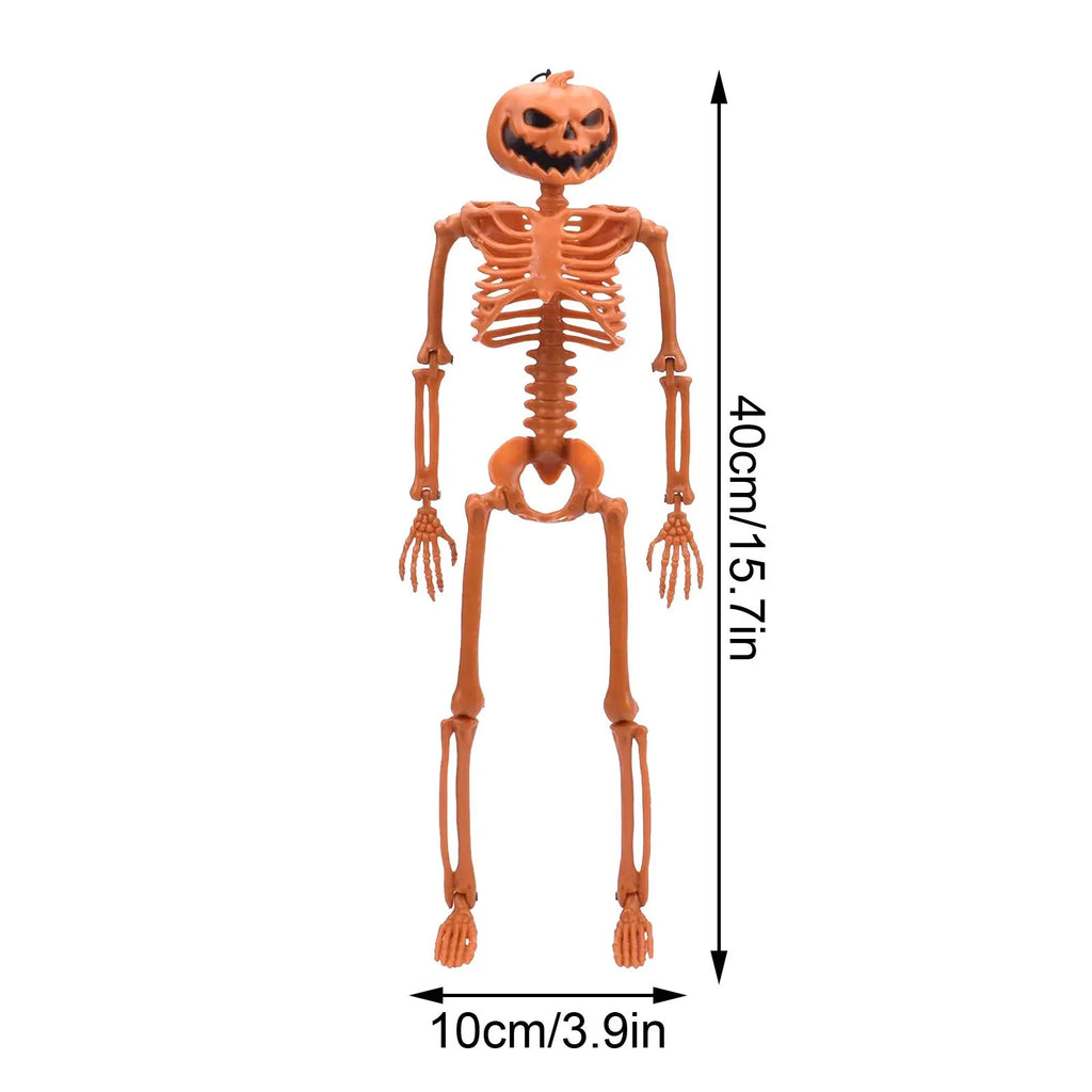Halloween Full Life Size Skeleton Pumpkin Head Hanging Movable Decoration