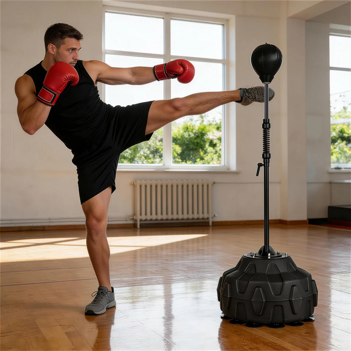 Punching Bag with Stand Height Adjustable 144.7-184.9 cm Kickboxing Training Speed Ball Reflex Boxing Equipment for Adults Kids Teens Home Gym Fitness Workout Muay Thai Martial Arts Standing Punch Bag Set