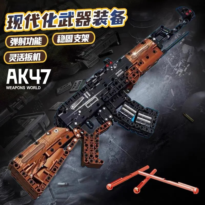 AK47 Assault Rifle Building Blocks Set SWAT City WW2 Military Weapon 98K Rifle Model DIY Assembly Toy Kids Holiday Gift