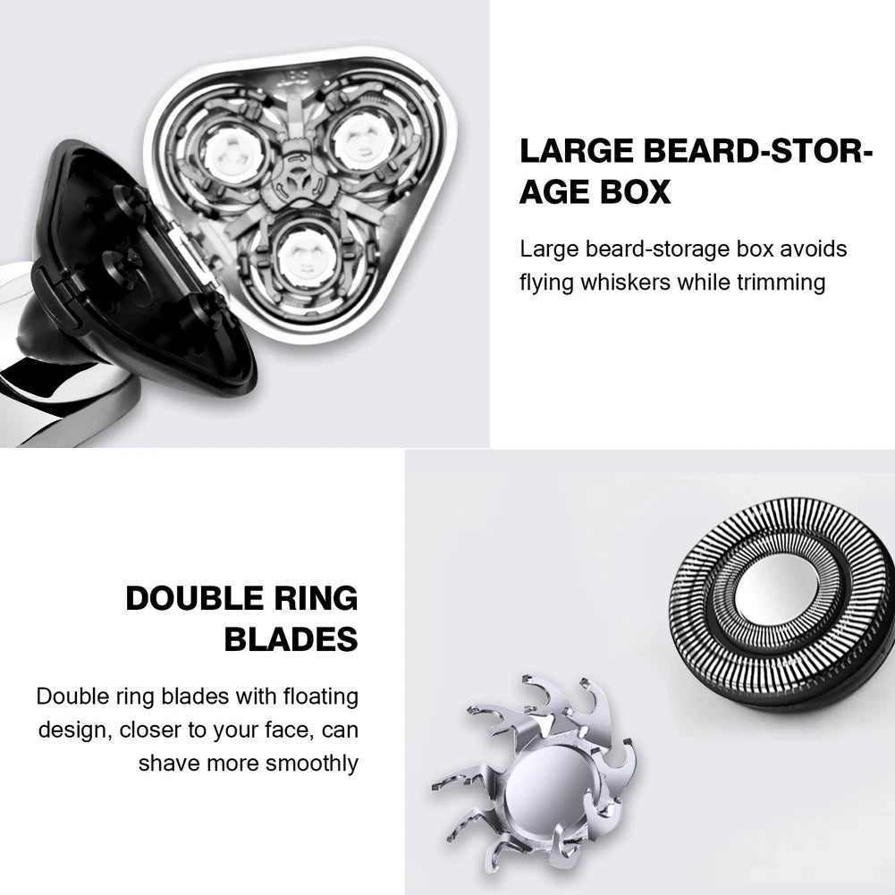 HATTEKER 3in1 Wet/Dry Powerful Electric Razor Men Body Beard Hair Trimmer Rechargeable Electric Shaver Face Shaving Machine Kit