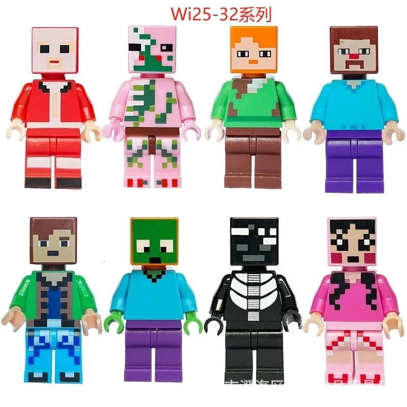 17 Styles Minecrafte Building Blocks Set I/Wi Series 8PCS Set MC Non Repetitive DIY Assembled Toy Birthday Gift action figure