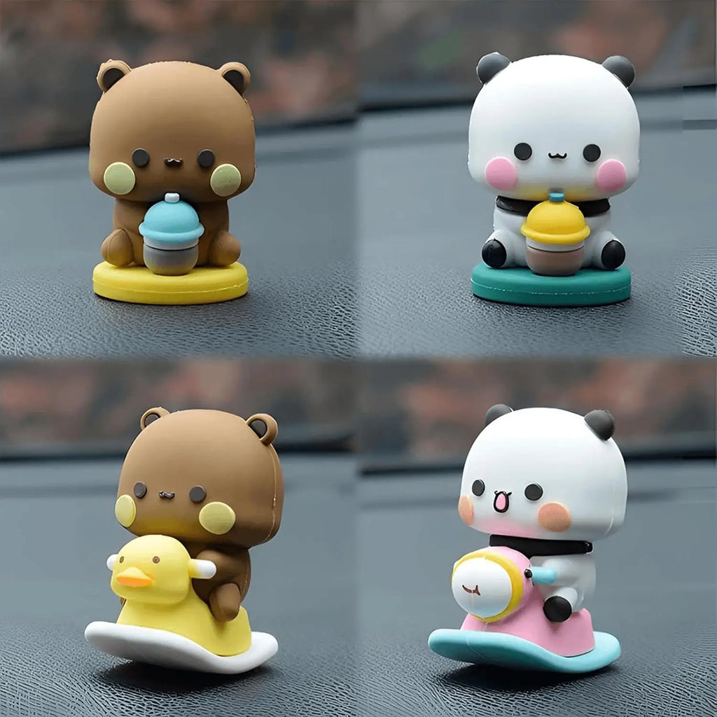 Bubu Dudu Bears Car Dashboard Decorations, Cute Cartoon Statue Bears Panda
