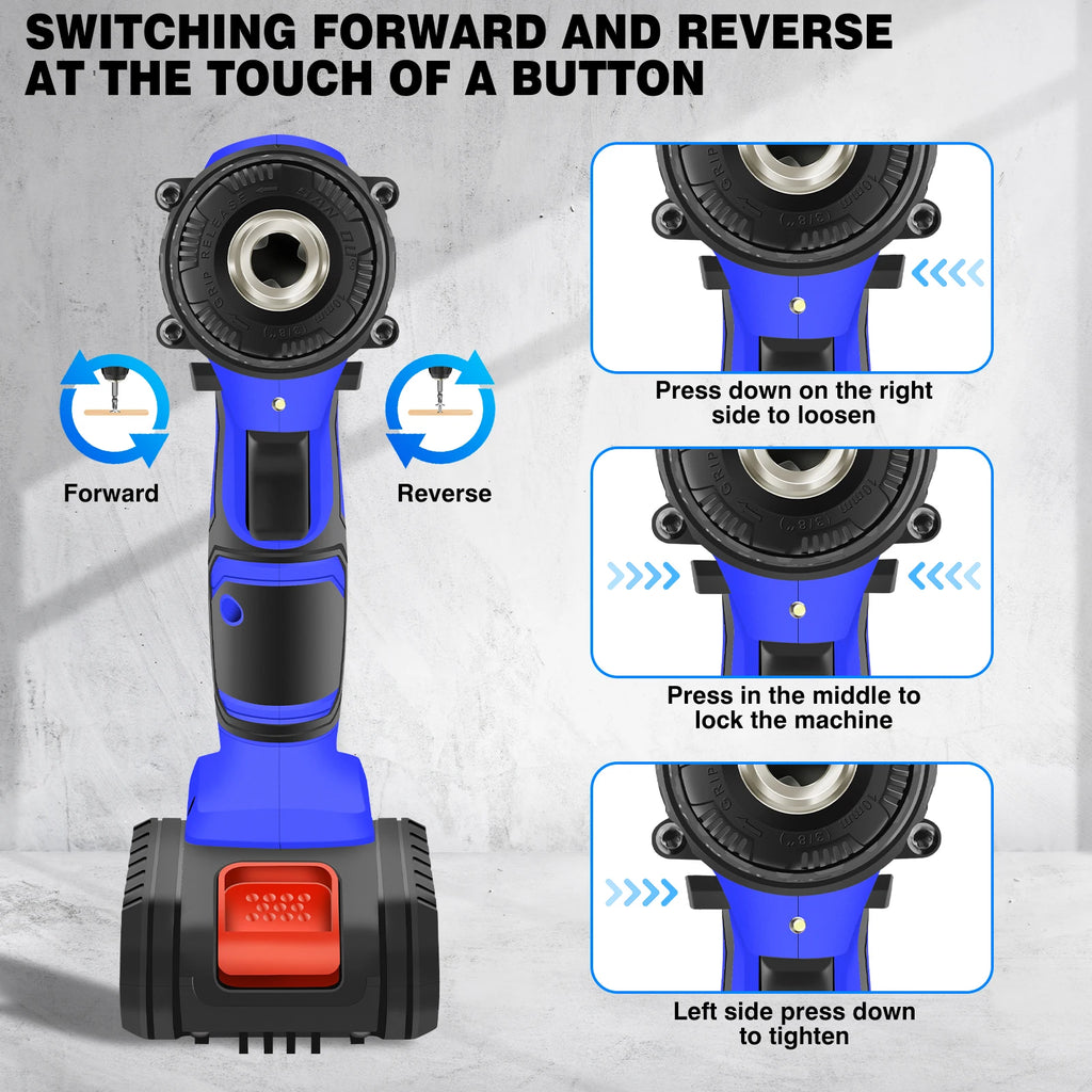 Cordless Drill Kit Electric Screwdriver Kit, 45Nm Cordless Combination Drill, LED Work Light, Home and Garden DIY Project Kit
