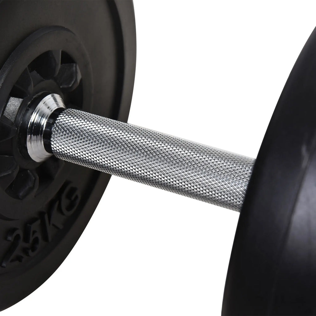 HOMCOM 65kg Adjustable Barbell Weights Set, 2-in-1 Dumbbells and Barbell Set with Knurled Bar, Free Weights Training Equipment
