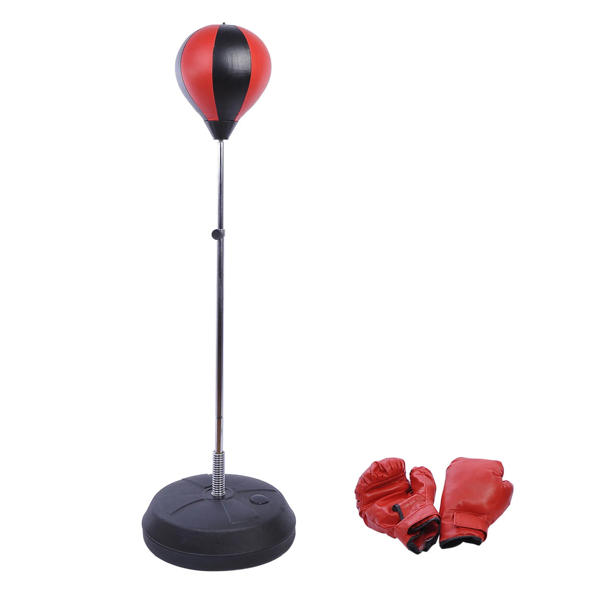 HOMCOM Training Boxing Punch Ball Set 125-145H x Φ43cm with Gloves Air Pump, 4-Position Adjustable Height Freestanding Boxing