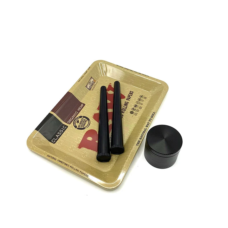 Zinc Alloy 40mm Herb Grinder 4-layer with Plastic Tube King Size Rolling Tray