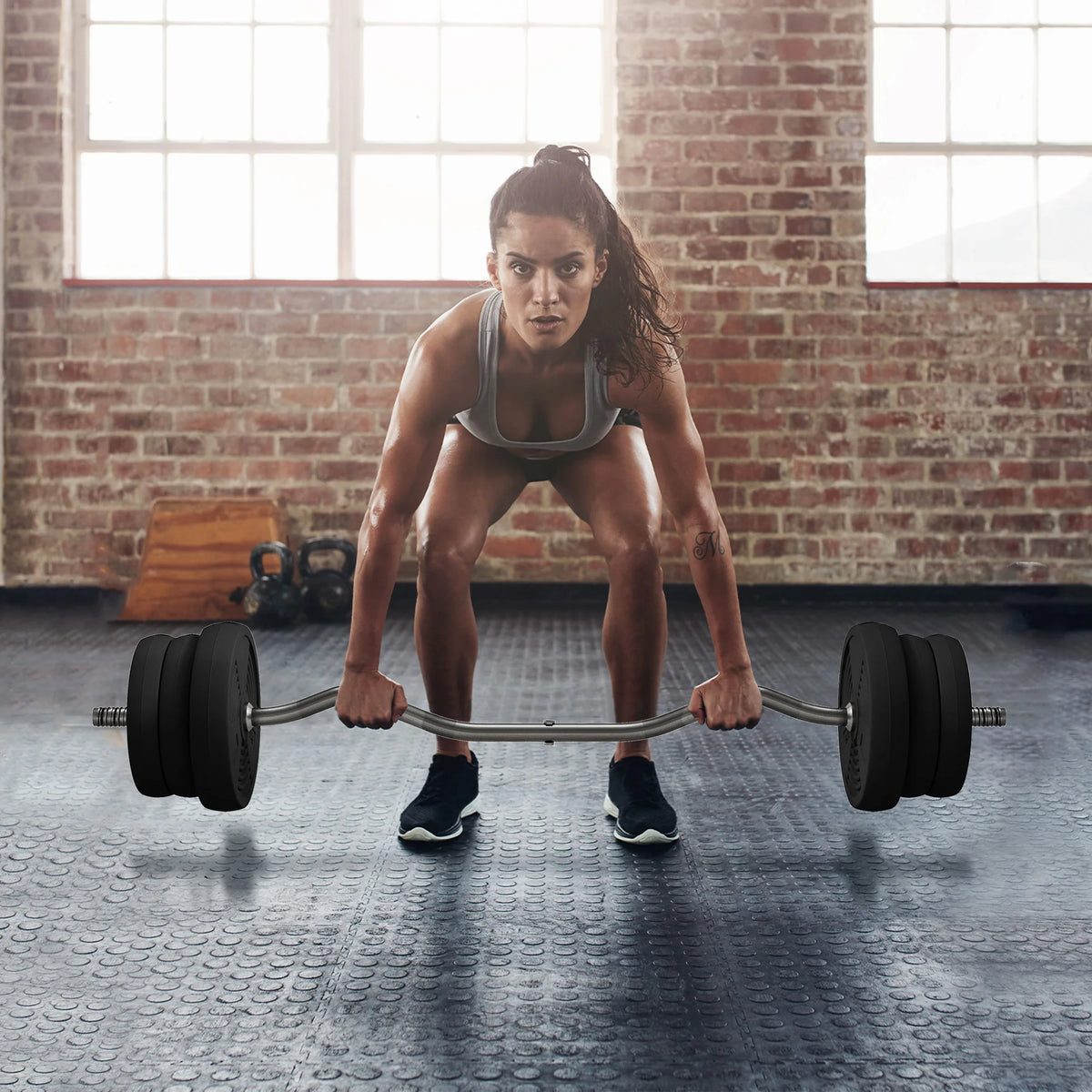 SPORTNOW 25kg Barbell Weights Set, Adjustable Gym Weights up to 80kg with 4ft Curl Bar and Non-slip Handle for Home Gym