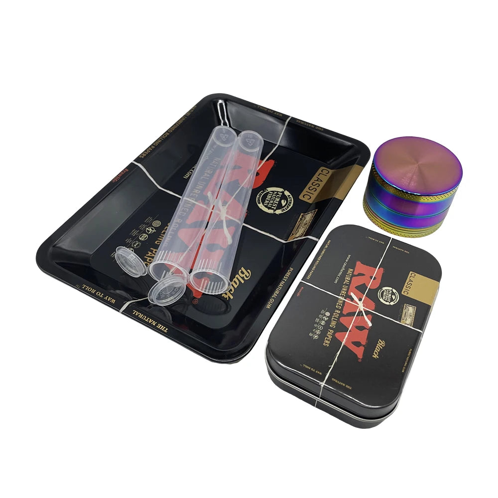5Pcs/set 116mm Tobacco Storage Tube Metal Rolling Tray  Grinder  Smoking Kit