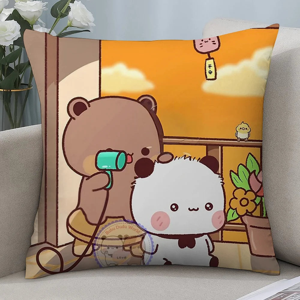BUBU DUDU Pillow Case Short Plush Sofa Decorative Gift Home Double-sided Printing Cushion