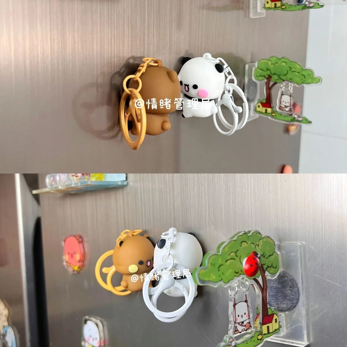 Bubu Dudu Magnetic Hug Keychain Cute Cartoon Panda Ornament Keychain Couples