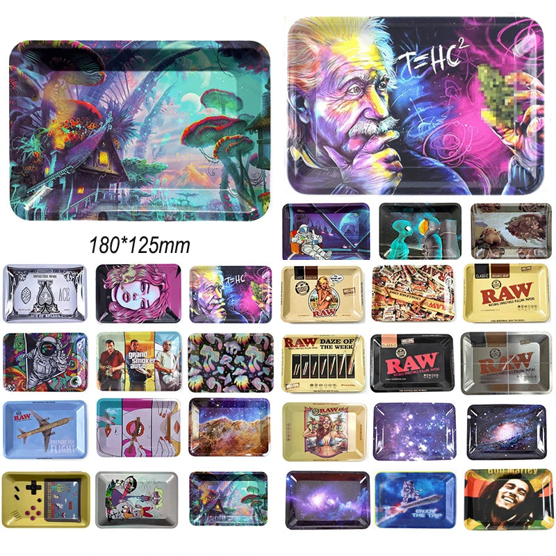 Metal Rolling Tray Tobacco  Free Shipping Plate Cigar Smoking 180*125mm