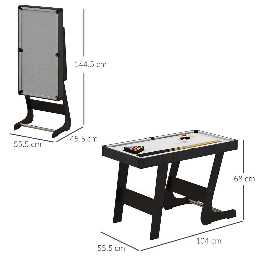 SPORTNOW Folding Pool Table Set, 104cm Mini Snooker Table w/ 2 Cues, 16 Balls, Grey