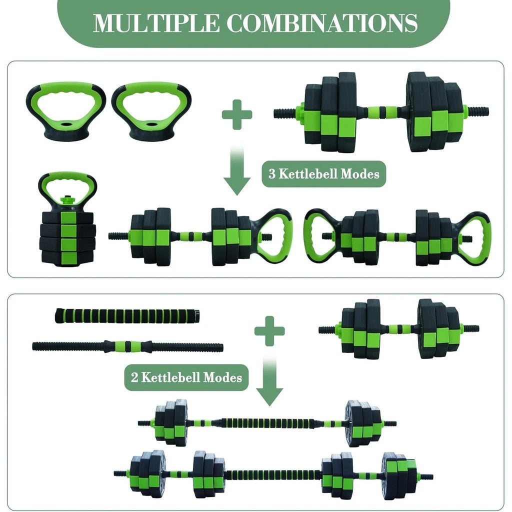 Adjustable Dumbbell Set，2-in-1 Dumbbell & Barbell Home Gym Set with Connecting Rod, Cast Iron Weight Plates for Strength Training, Fitness, and Full Body Workout