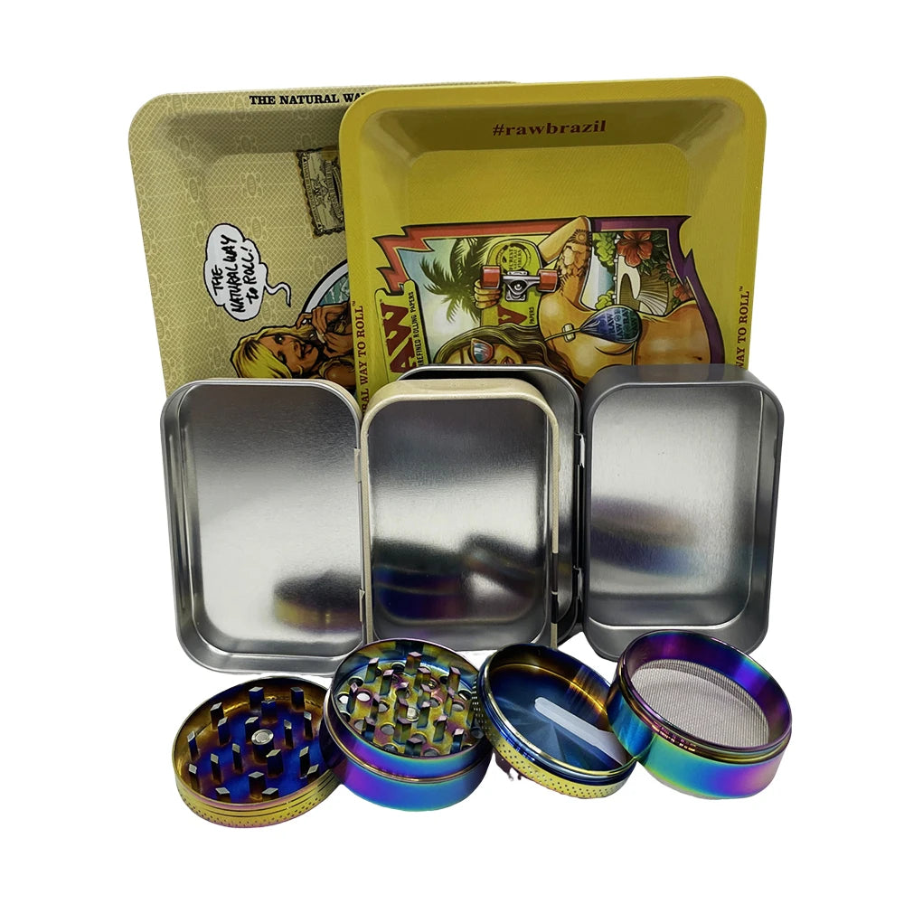 5Pcs/set 116mm Tobacco Storage Tube Metal Rolling Tray  Grinder  Smoking Kit