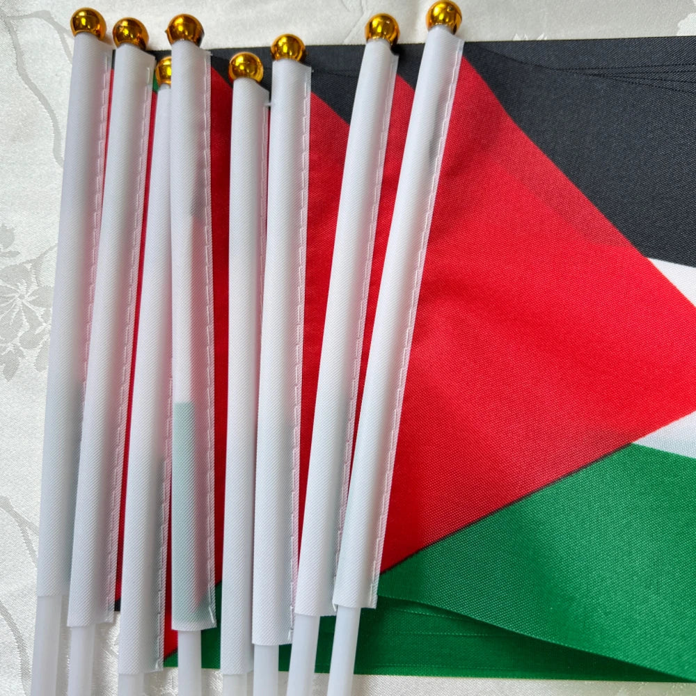 Palestine Flag 14x21cmHand Waving Palestinian Flagpole for Events Free P&P