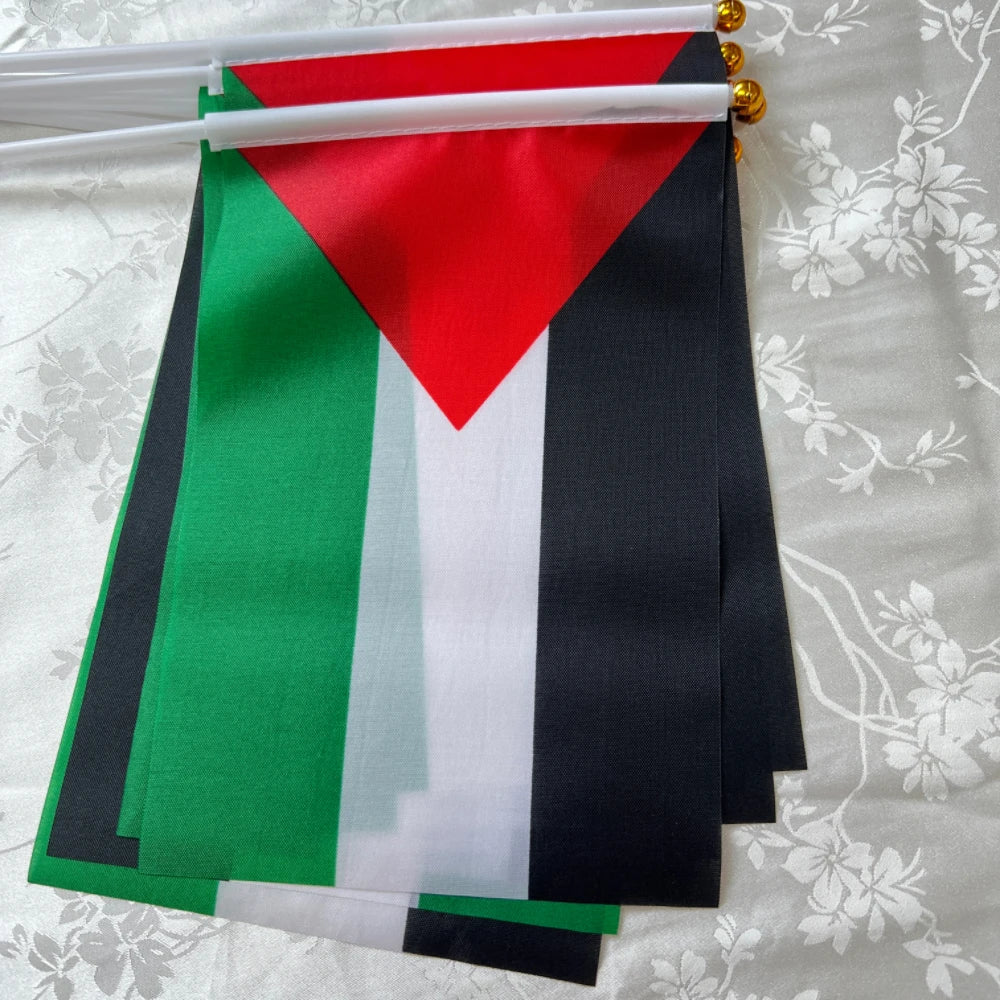 Palestine Flag 14x21cmHand Waving Palestinian Flagpole for Events Free P&P