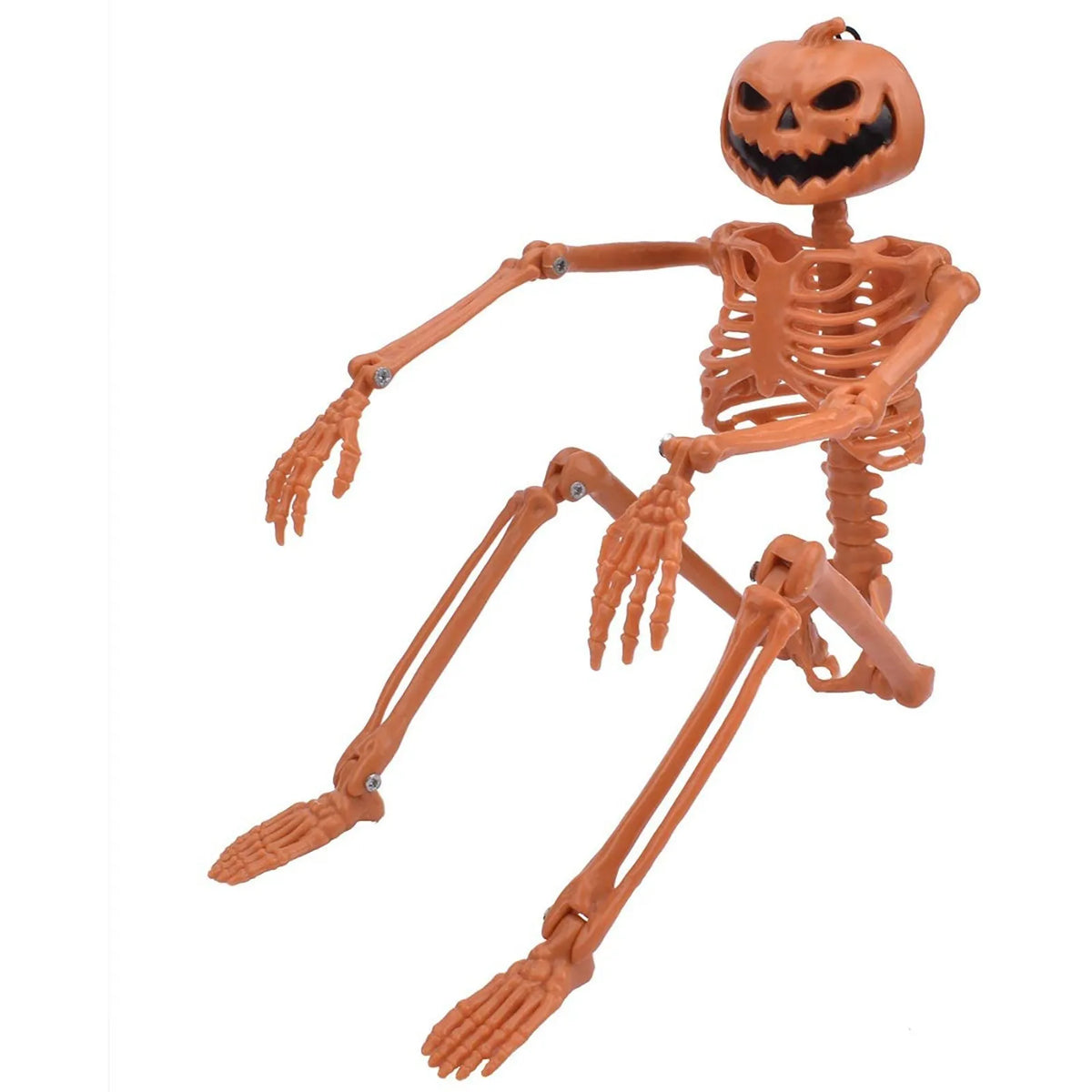 Halloween Full Life Size Skeleton Pumpkin Head Hanging Movable Decoration