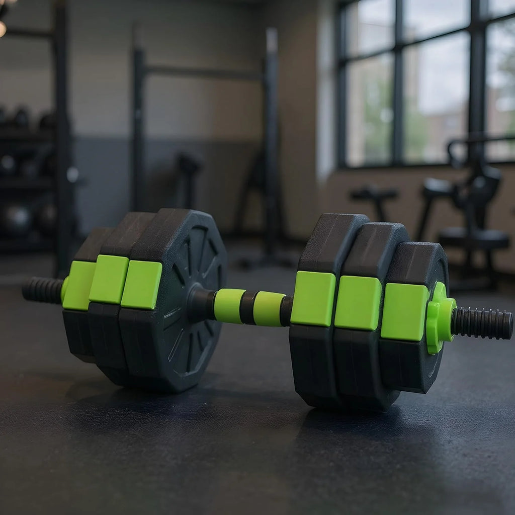 Adjustable Dumbbell Set，2-in-1 Dumbbell & Barbell Home Gym Set with Connecting Rod, Cast Iron Weight Plates for Strength Training, Fitness, and Full Body Workout