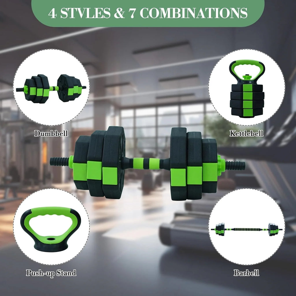 Adjustable Dumbbell Set，2-in-1 Dumbbell & Barbell Home Gym Set with Connecting Rod, Cast Iron Weight Plates for Strength Training, Fitness, and Full Body Workout