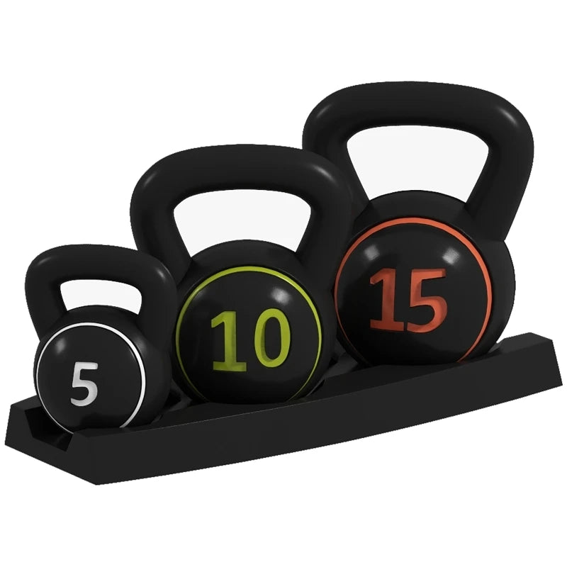 PINGGO Three-Piece Kettlebell Set, Used for hand strength training，Handle with plastic protective cover to prevent detachment