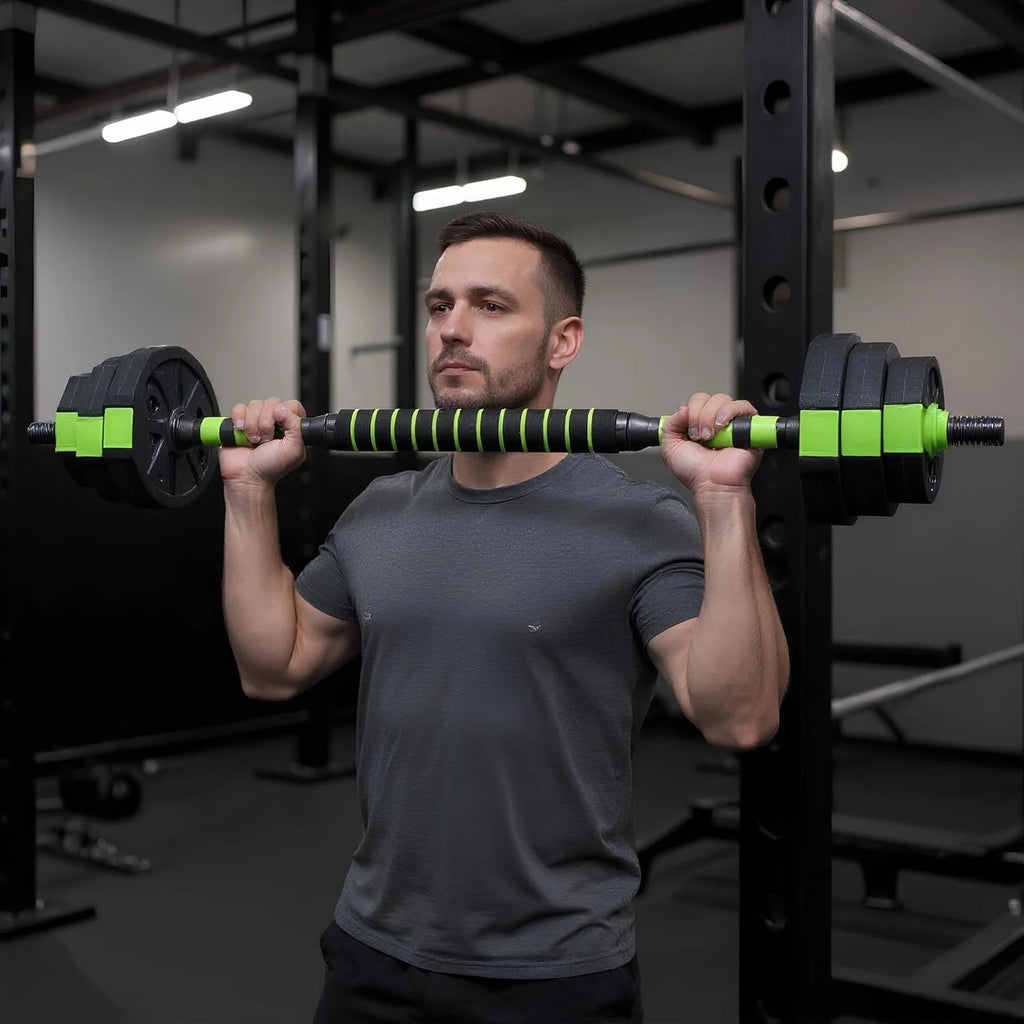 Adjustable Dumbbell Set，2-in-1 Dumbbell & Barbell Home Gym Set with Connecting Rod, Cast Iron Weight Plates for Strength Training, Fitness, and Full Body Workout
