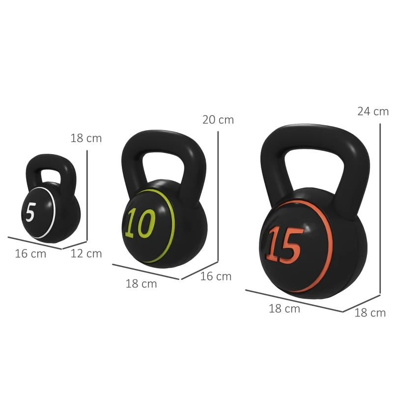 PINGGO Three-Piece Kettlebell Set, Used for hand strength training，Handle with plastic protective cover to prevent detachment