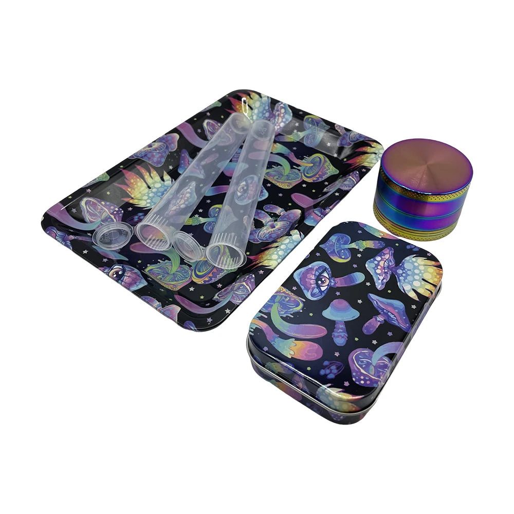 5Pcs/set 116mm Tobacco Storage Tube Metal Rolling Tray  Grinder  Smoking Kit
