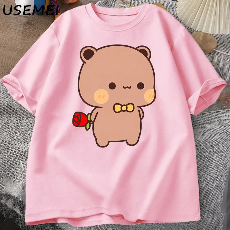 Bubu Dudu Cute T-Shirt Flower Romantic  Funny Cute  Couple T Shirt Clothes