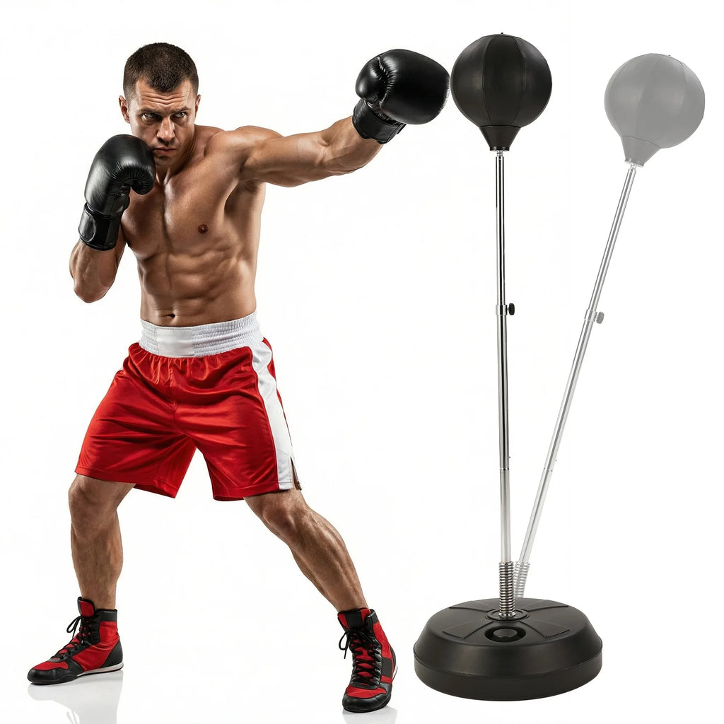 Freestanding Punching Bag with Adjustable Height, EVA Foam Boxing Ball, Spring Loaded Stand, Stable HDPE Base for Training Stress Relief, Home Gym Cardio Workout
