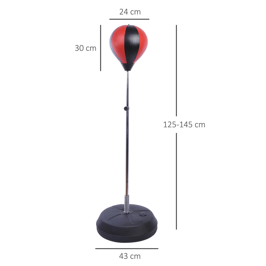 HOMCOM Training Boxing Punch Ball Set 125-145H x Φ43cm with Gloves Air Pump, 4-Position Adjustable Height Freestanding Boxing