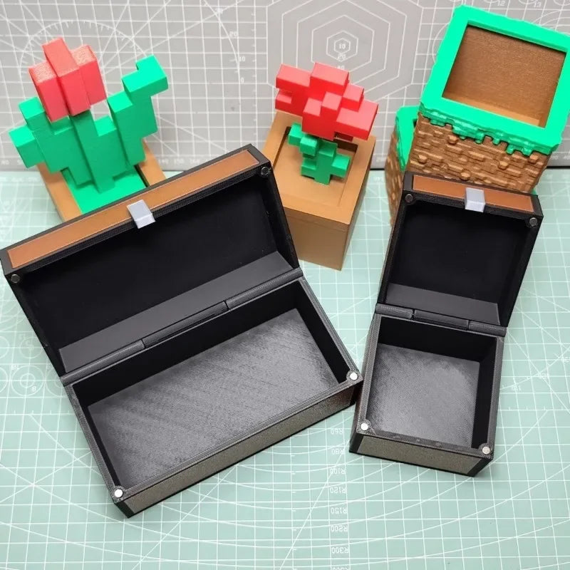 MineCraft Chest Desktop Storage Box Creative Decoration Desk Ornament Toy Box